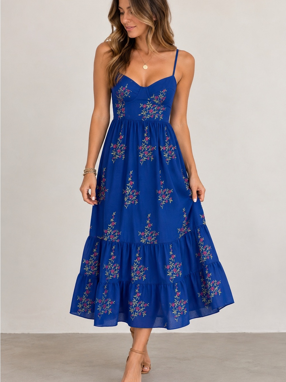 Betsey Johnson Royal Blue Floral Midi/Maxi Dress